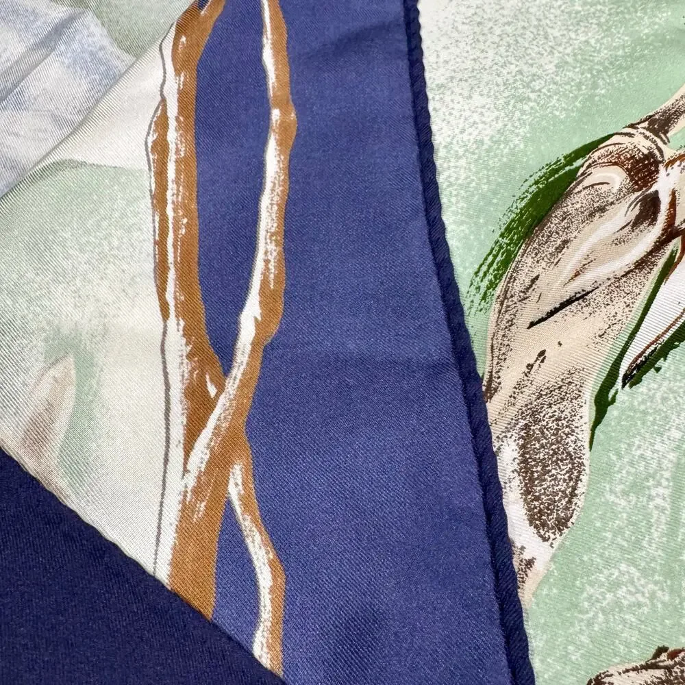 Vintage Wathne Silk Equestrian Fox Hunt Scarf Horses Hounds 35”
